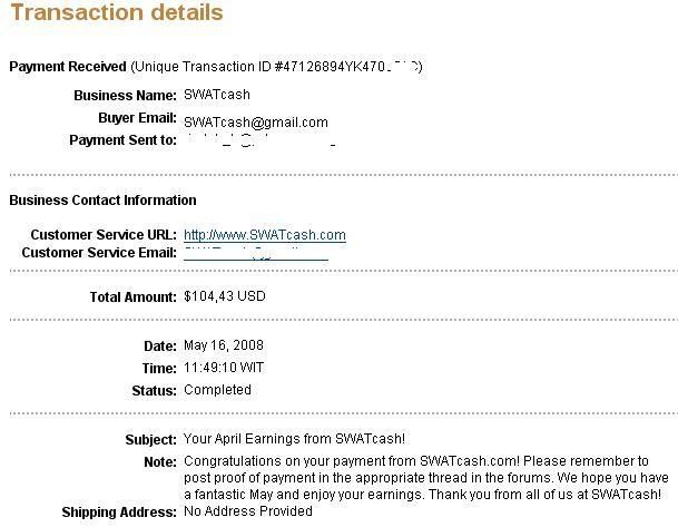 Payment Proof for April 2008