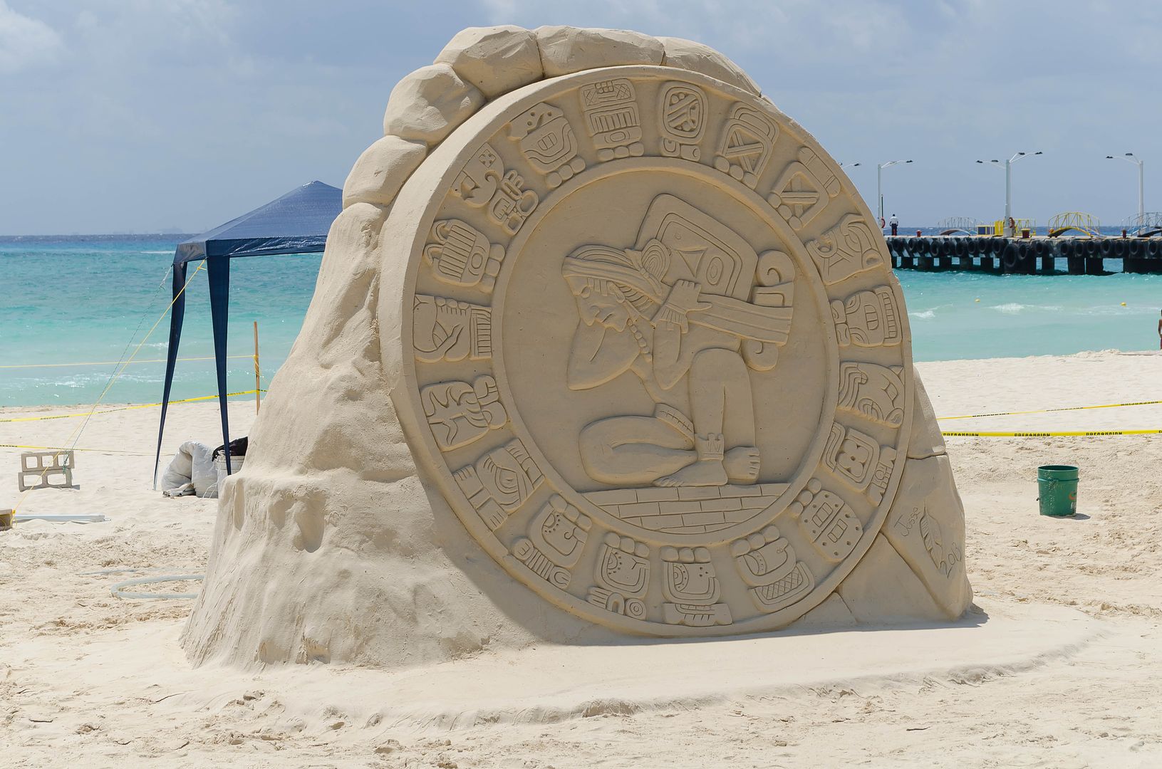 Playa del Carmen Sand Sculptures Mayan Calendar
