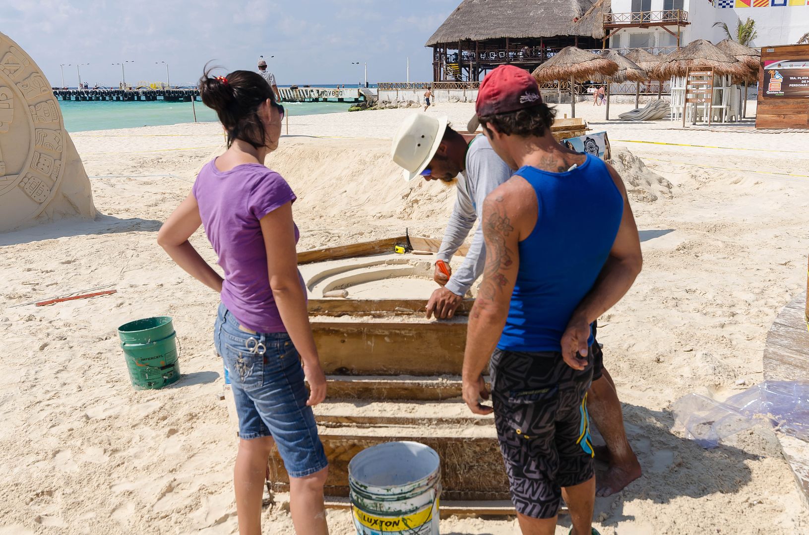 building sandcastles in Playa del Carmen Riviera Maya