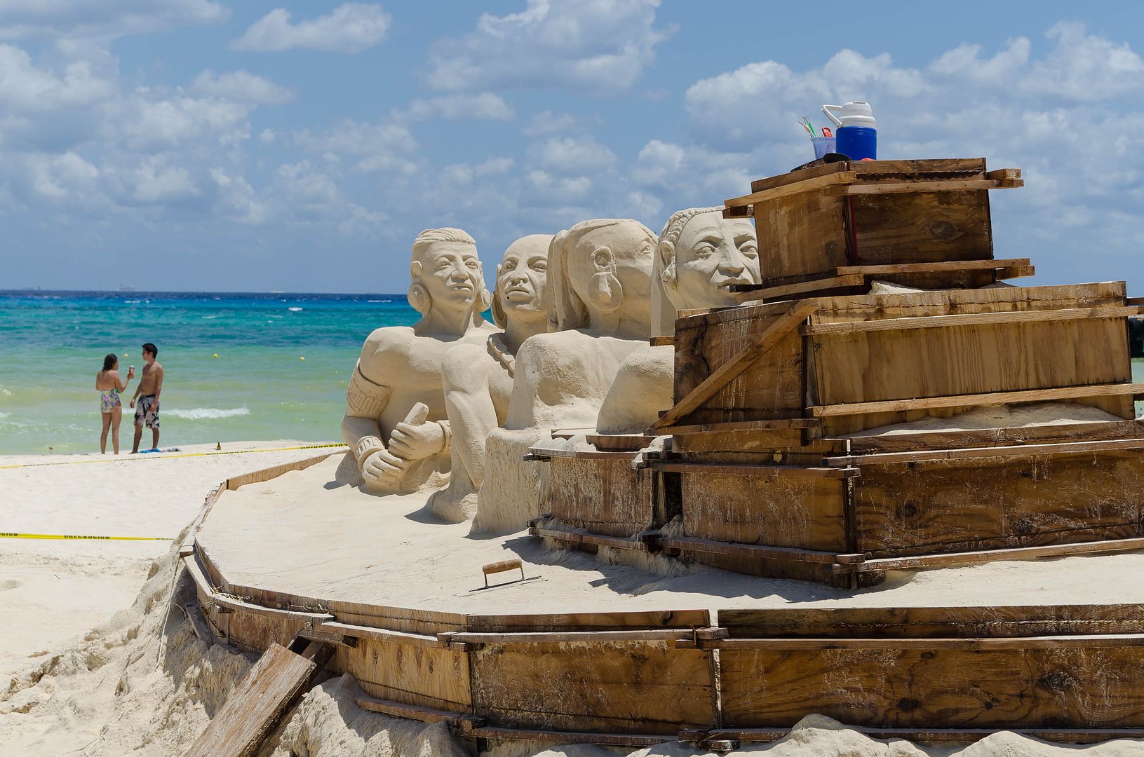 Travesia Sagrada Maya Warriors Sand Art Sculpture Playa del Carmen