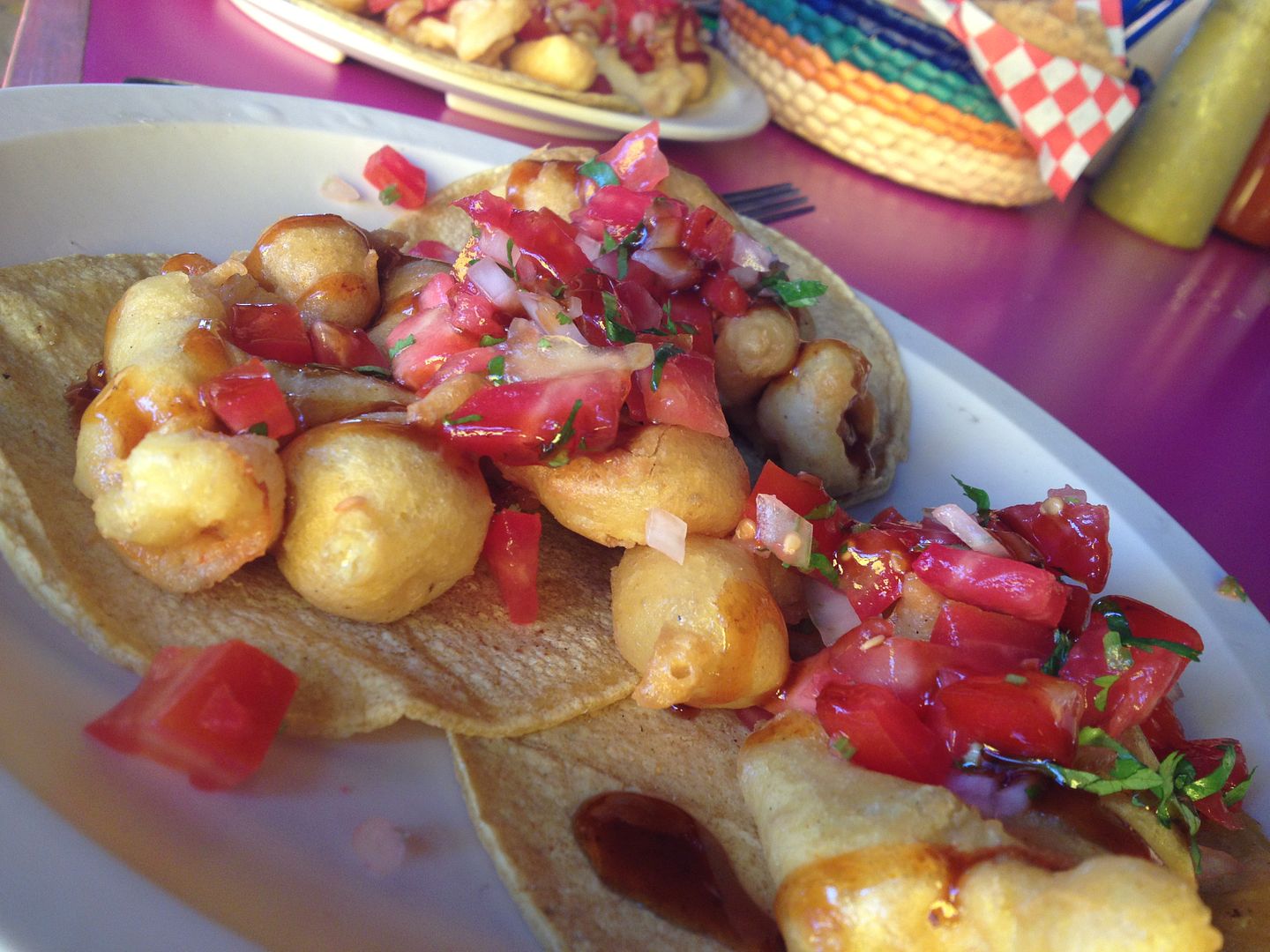 Shrimp Tacos at El Oasis Playa del Carmen