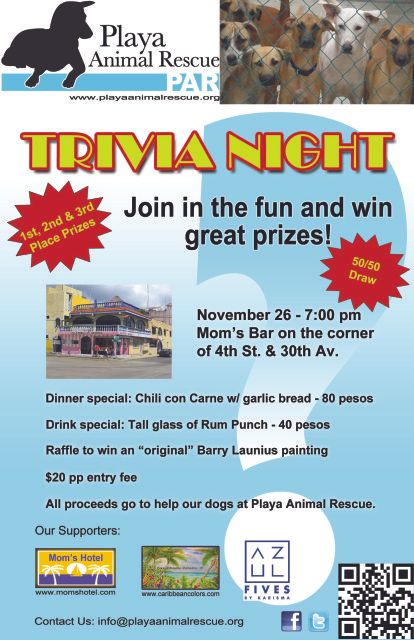 Playa Animal Rescue Fundraiser at Mom's 