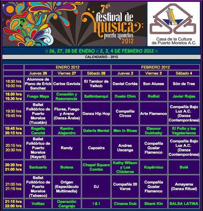 Puerto Morelos Music Festival Schedule