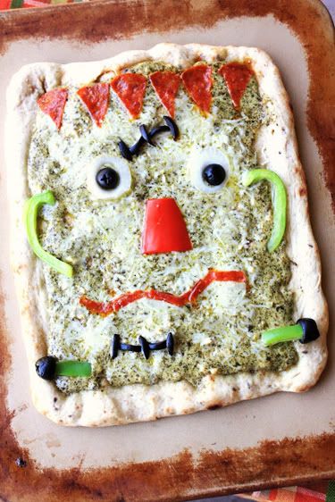 Frankenstein Pesto Pizza Halloween Recipe