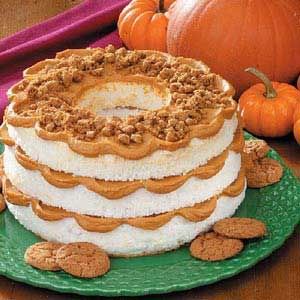 Pumpkin Layered Angel Cake Halloween Recipe