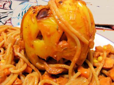Jack-O-Lantern Pasta Dinner Halloween Recipe