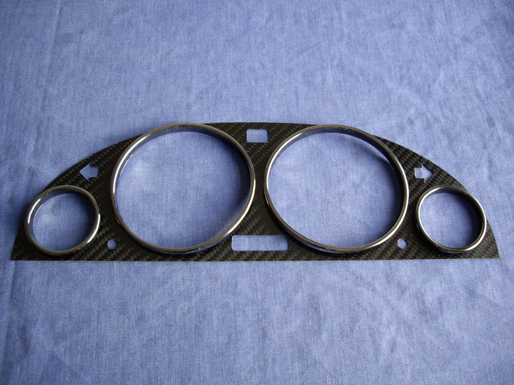 BMW E38 E39 M5 E53 X5 CARBON FIBER Bezel + BLACK CHROME Rings Cluster