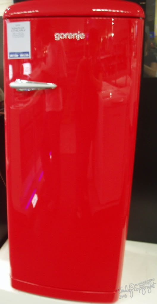 red fridge