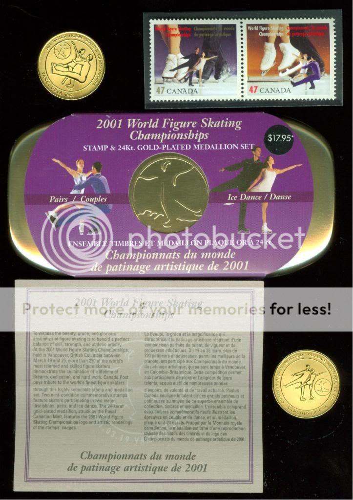 2001 World Figure Skating Stamp Medallion Set Doubles