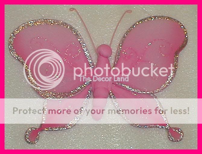 8" Pink Sparkly Butterfly Wall Hanging Nursery Decor
