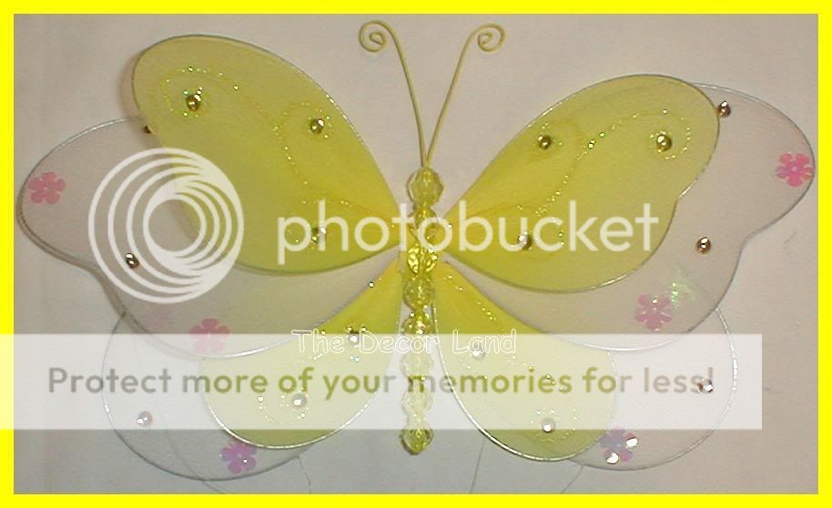 13" Yellow Layered Butterfly Wall Hanging Bedroom Decoration Girls Baby Toddler